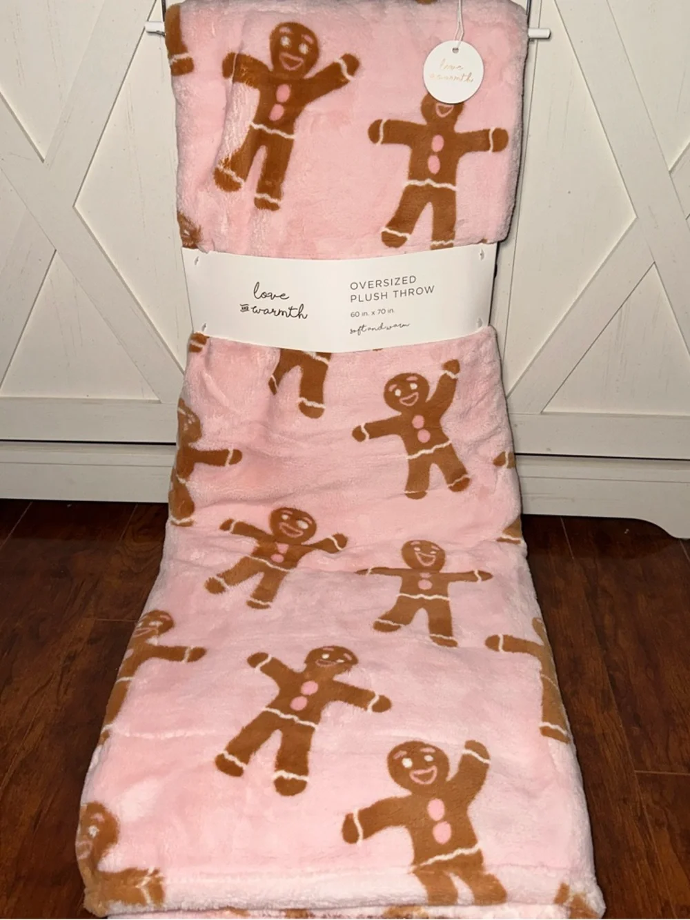 Pink Gingerbread Man Plush Throw Blanket